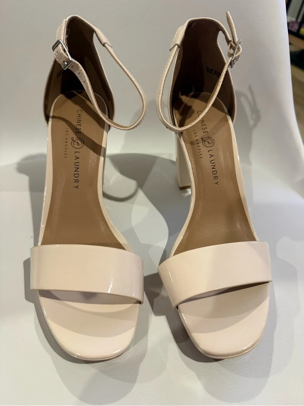 ❌Chinese Laundry Nude Patent Block Heel Sandals